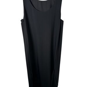 Oak + Fort Draped Sleeveless Tunic Dress – Black – 100% Polyester (Large)